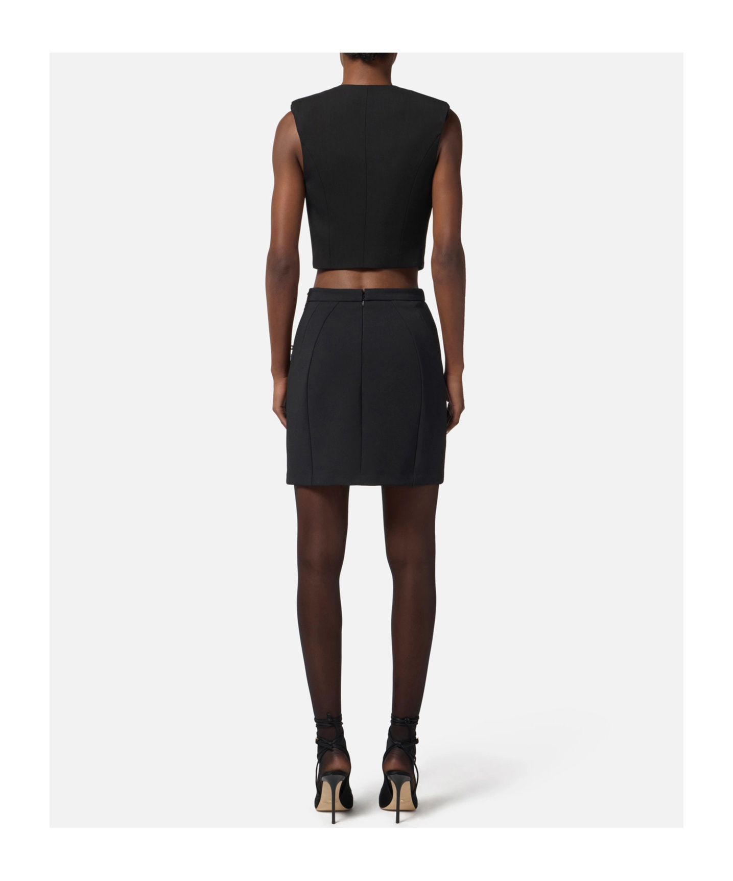 Elisabetta Franchi Crêpe Waistcoat With Satin Lapels In Black