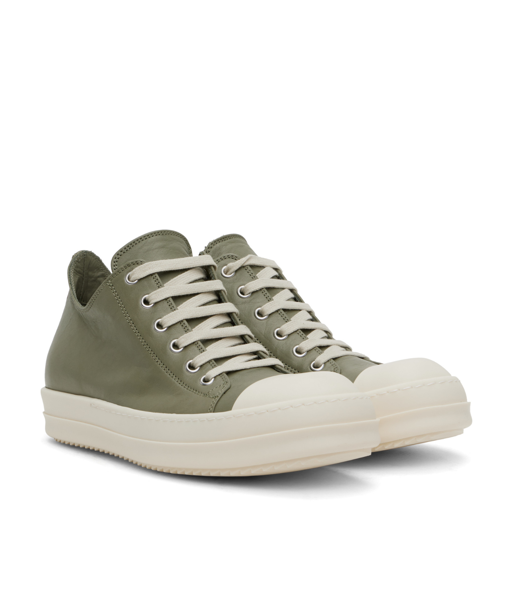 Rick Owens Round Head Low-cut Sneakers In White