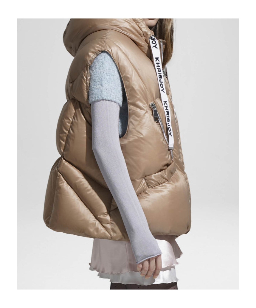Khrisjoy Hooded Down Vest In Nude