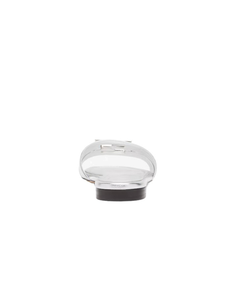 Fendi Women Silver Leather Baguette Slippers In Silver