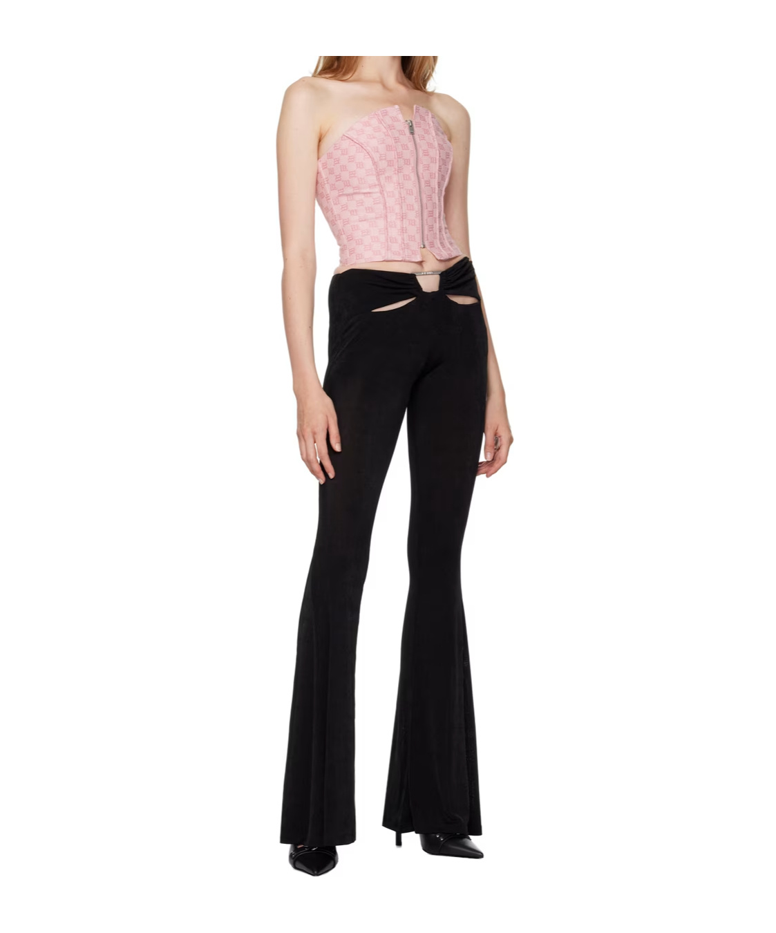 Misbhv Black Cutout Flared Trousers In Black