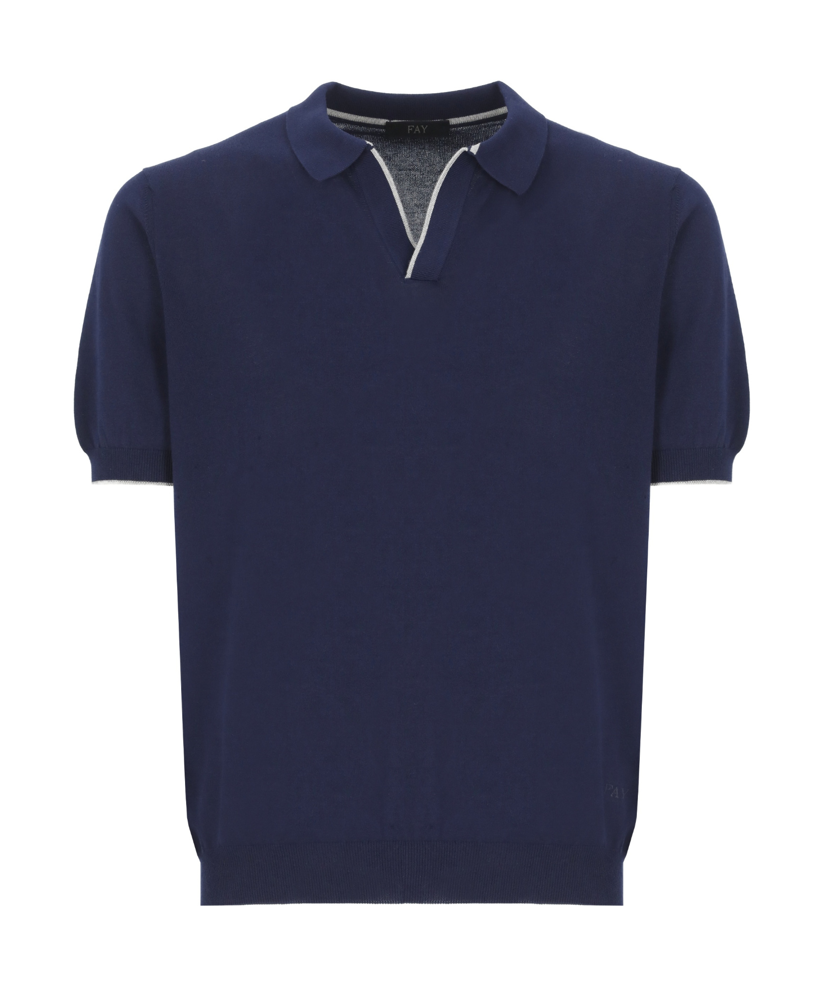 Fay Logo-embroidered Short-sleeved Polo Shirt In Blue