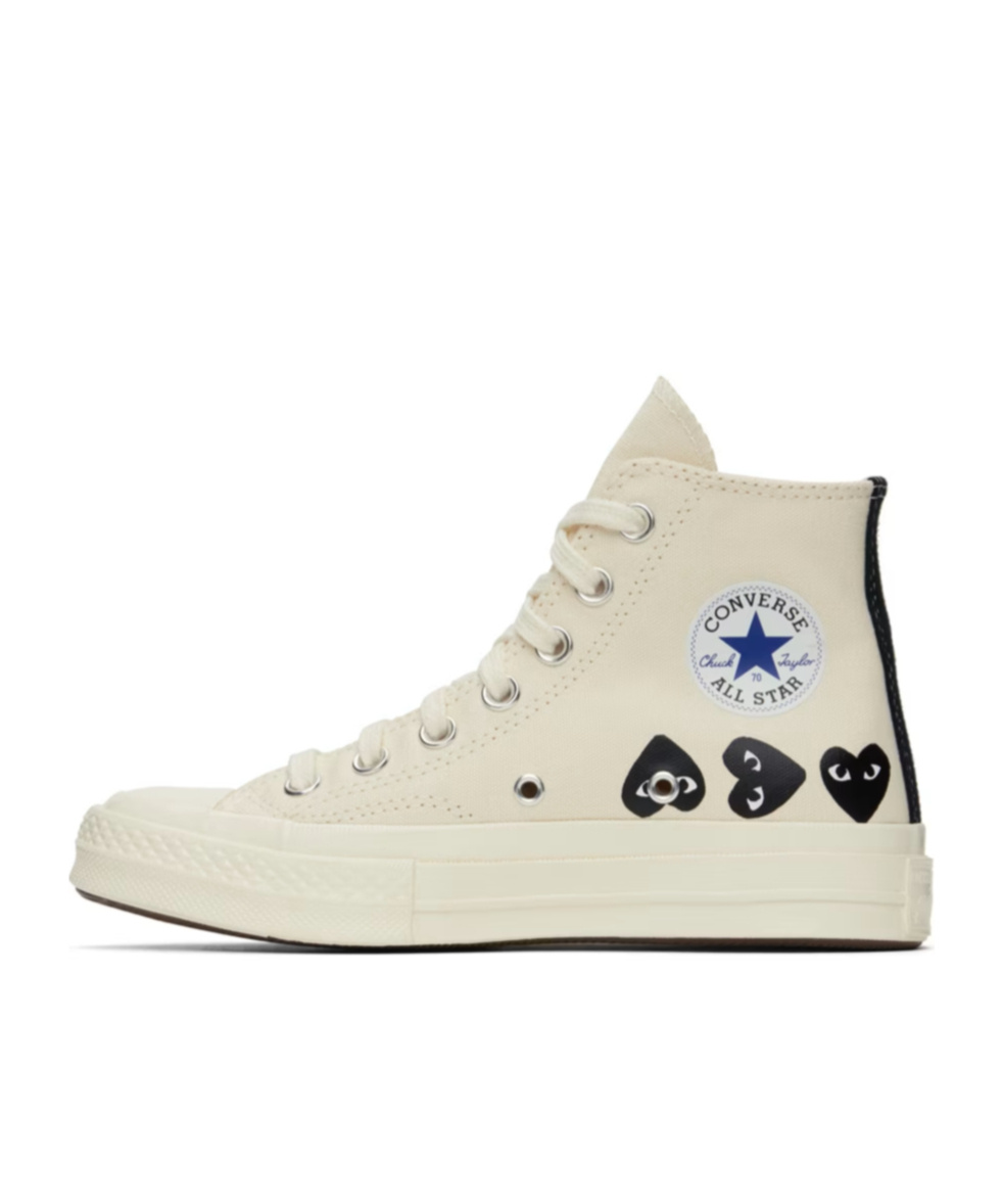 Comme Des Garçons Play Multi Heart Converse X Comme Des Gar S Play Hi-top Sneakers In Nude
