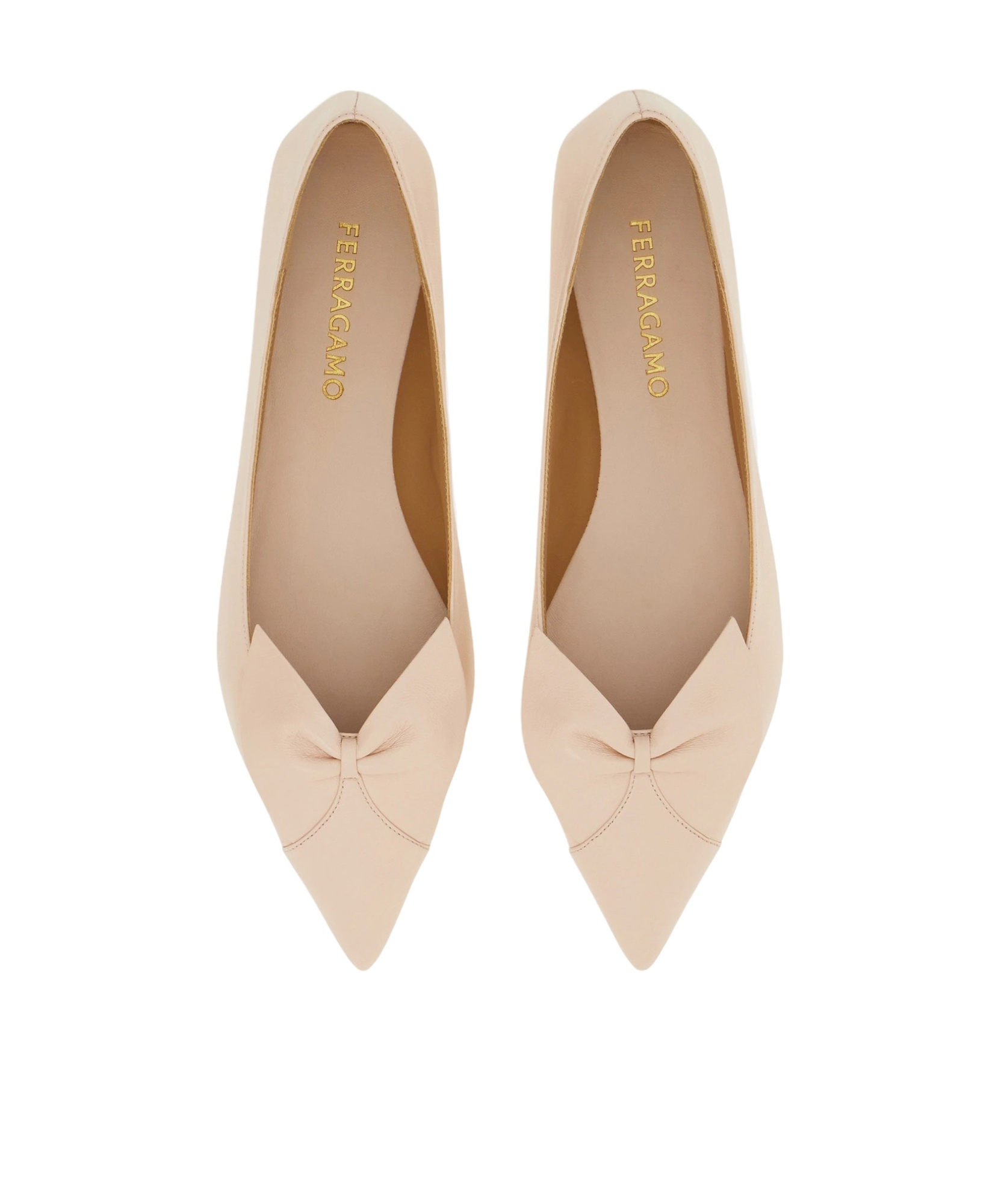 Ferragamo Gwen Pointed-toe Leather Flats In Pink