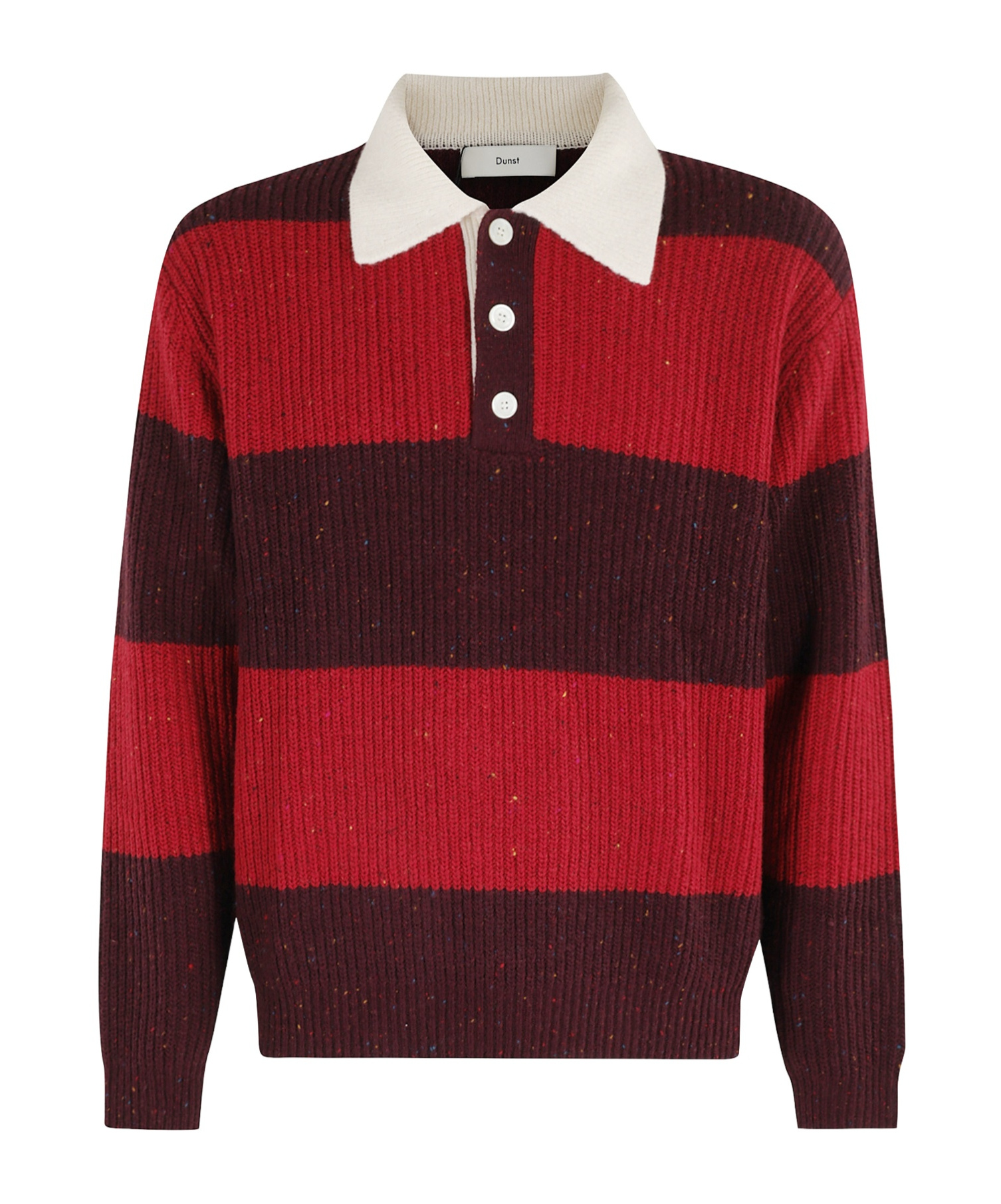 Dunst Striped Crewneck Sweater Contrast Collar In Red