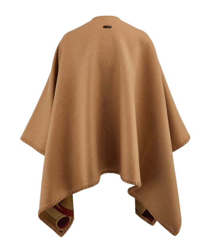 Shop Ferragamo Nadir Printed Double-sided Cape In Brown