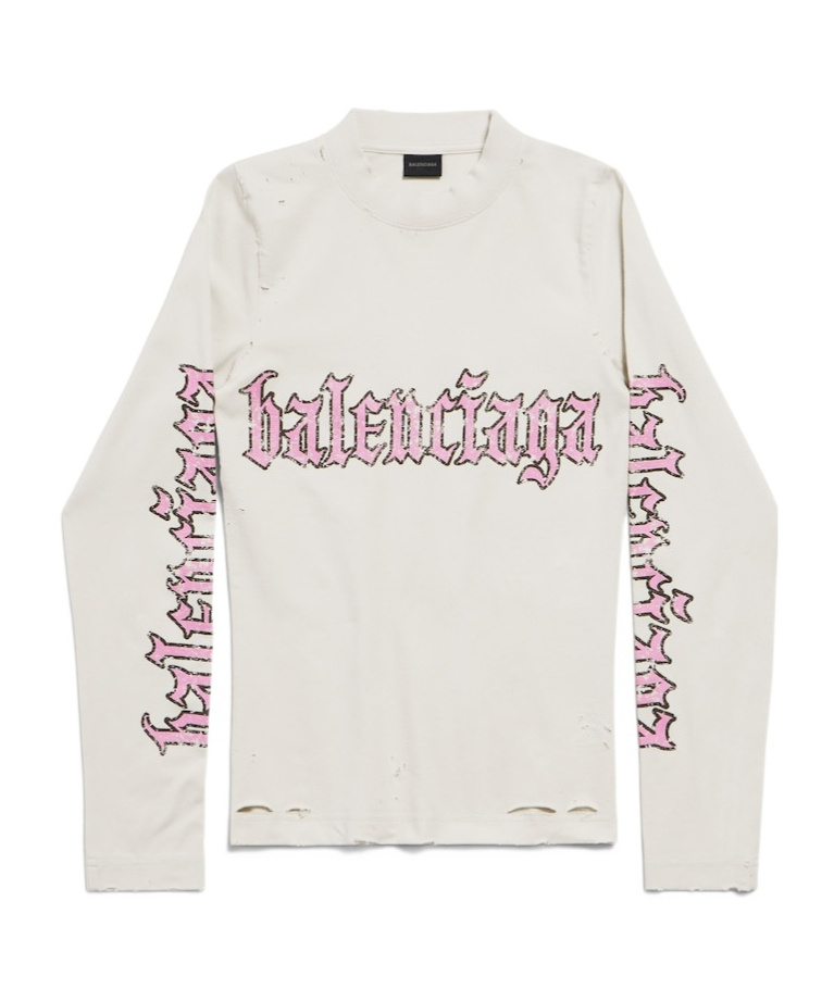 Balenciaga Crew Neck Graphic Print Long Sleeves Top
