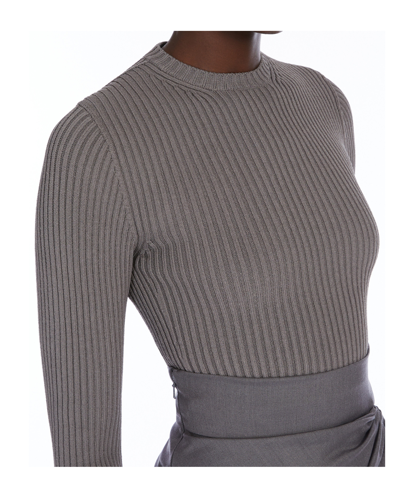 Max Mara Long-sleeved Sweater In Gray