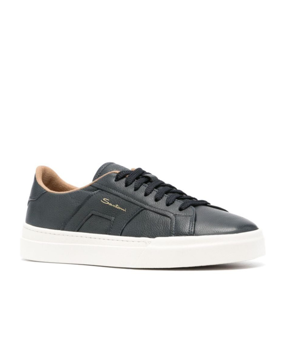 Santoni Leather Sneakers In Black