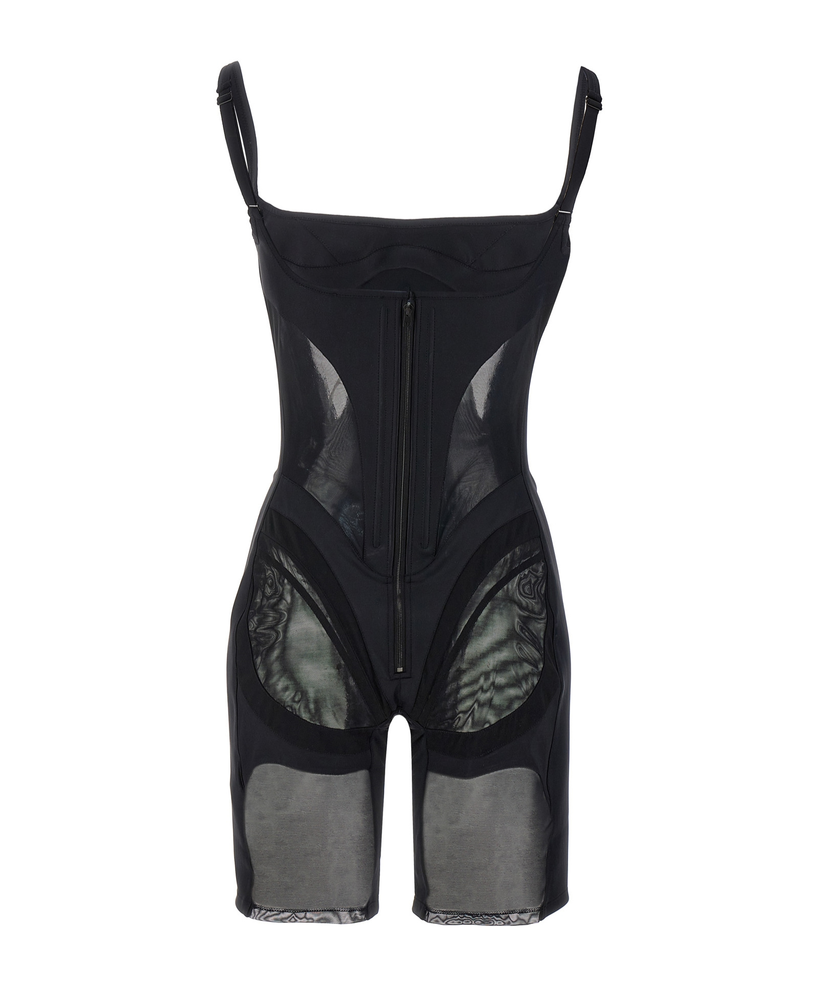 Mugler Panelled-design Playsuit In Black
