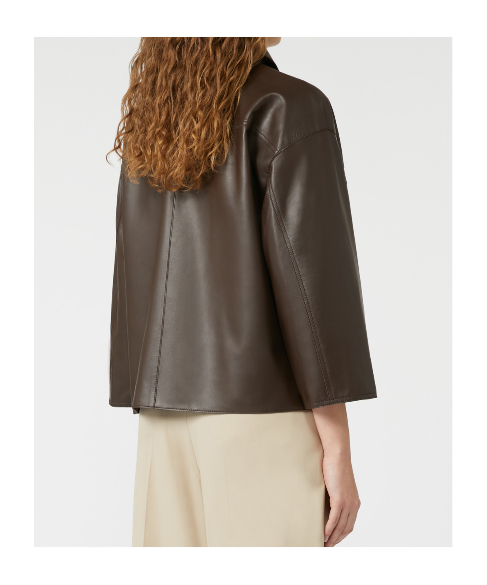 Max Mara Relaxed Fit Lamb Leather Jacket With Classic Collar
