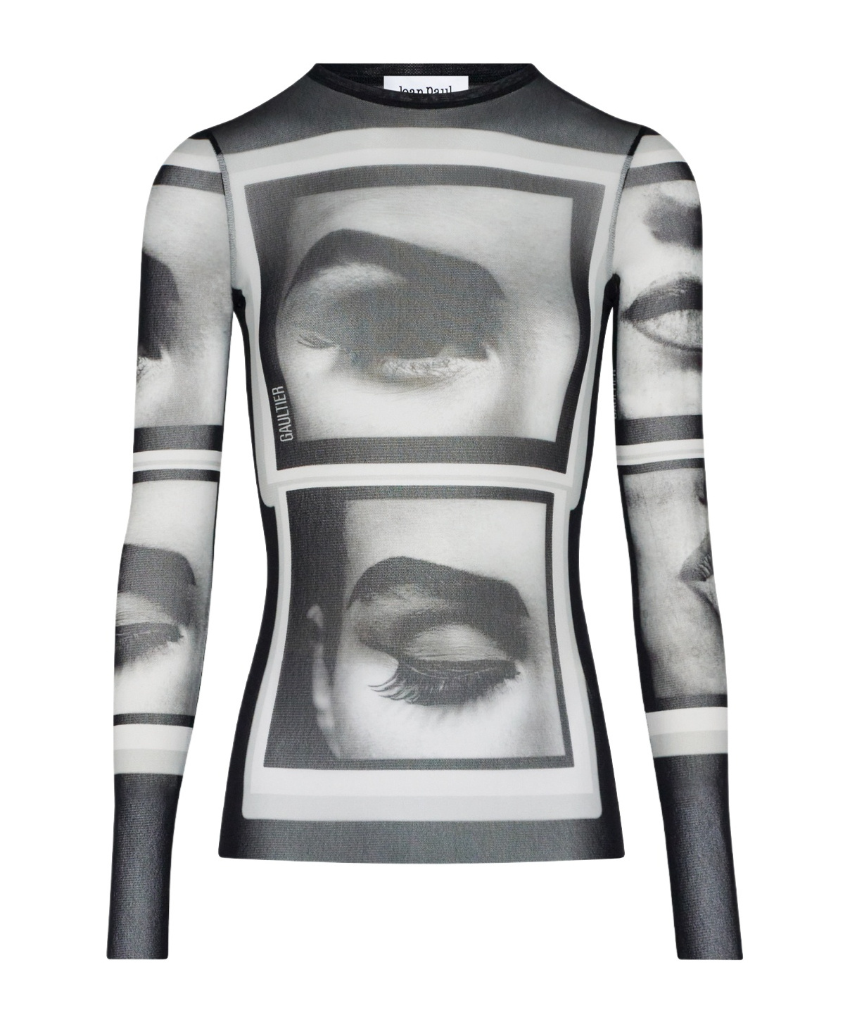 Jean Paul Gaultier Face-print Mesh T-shirt In Gray