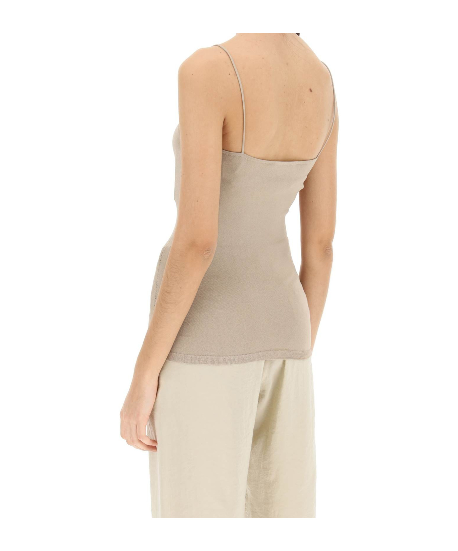 Shop Lemaire Square-neck Spaghetti-strap Tank Top In Nude