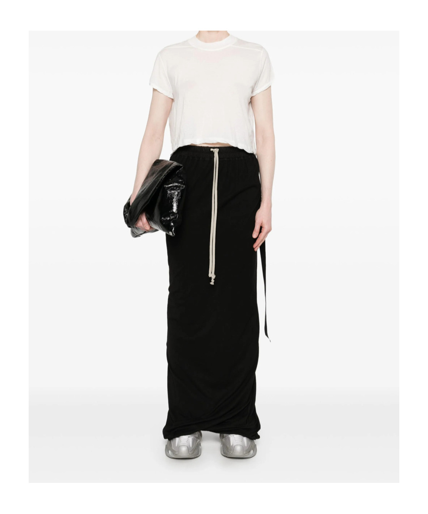 Rick Owens Drkshdw 'small Level T' Cropped Asymmetrical Hem T-shirt In White