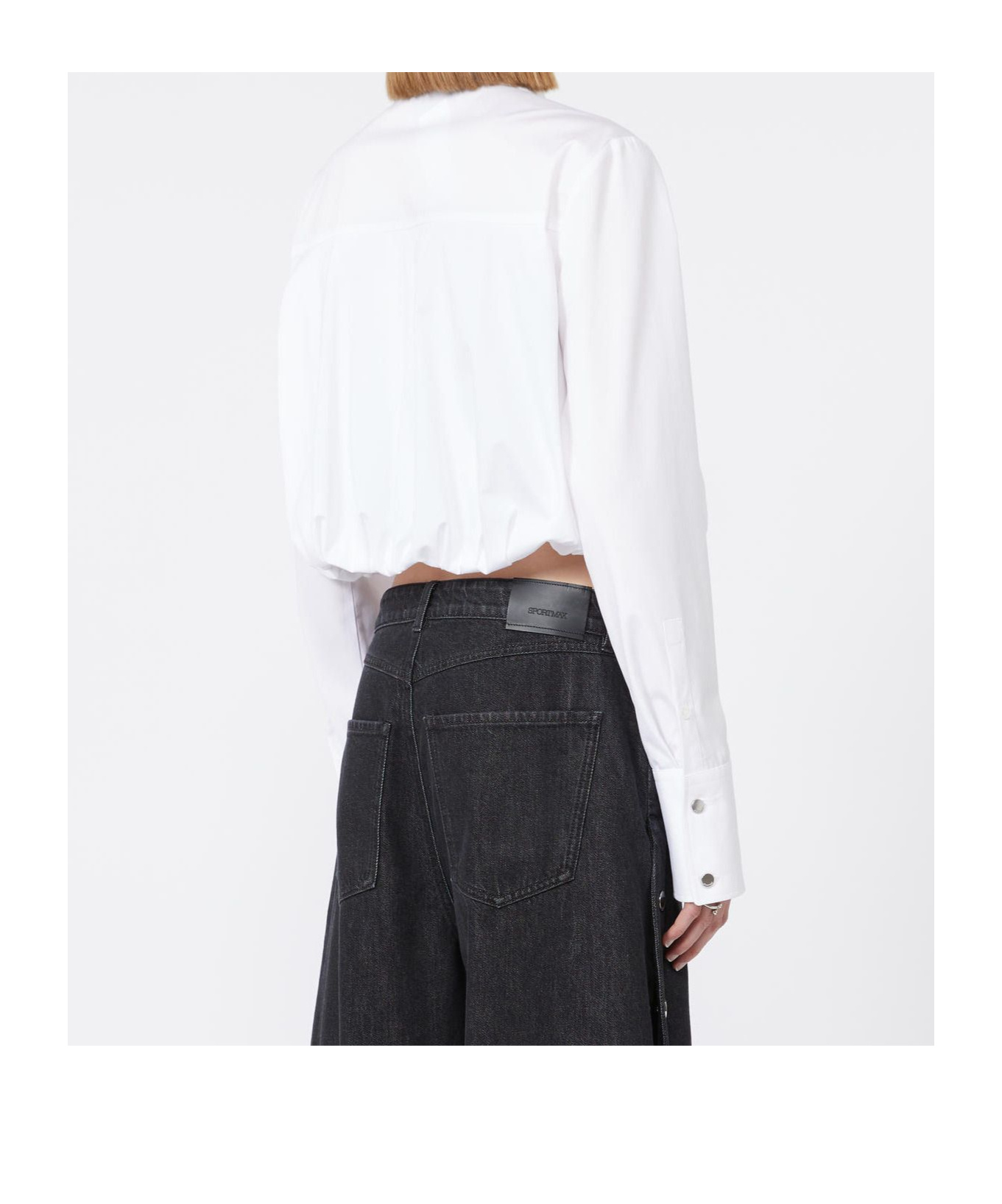 Sportmax Buttoned Long-sleeved Cropped Shirt In White