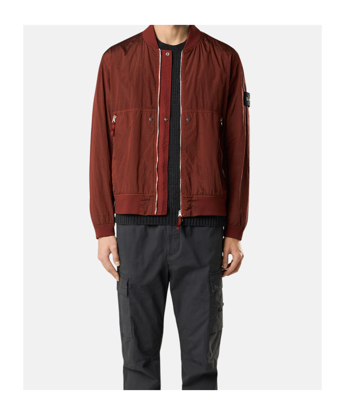 Stone Island Bomber Jacket With Light Water And Wind Resistance In Brown