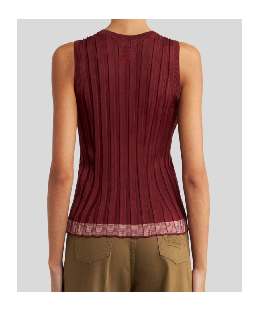 Etro Ribbed Sleeveless Top In Red