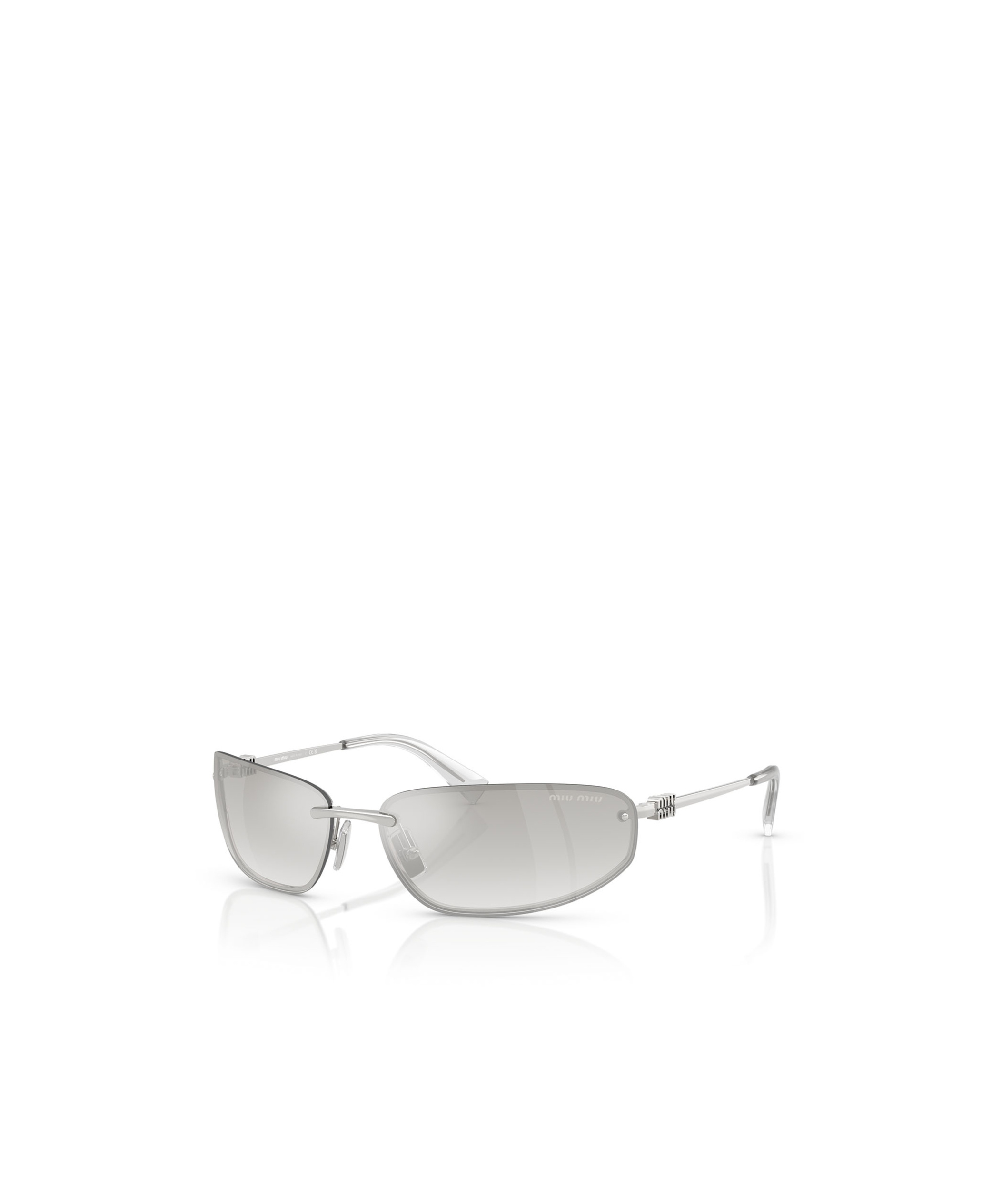 Miu Miu A50s Rimless Oval Metal Sunglasses In White