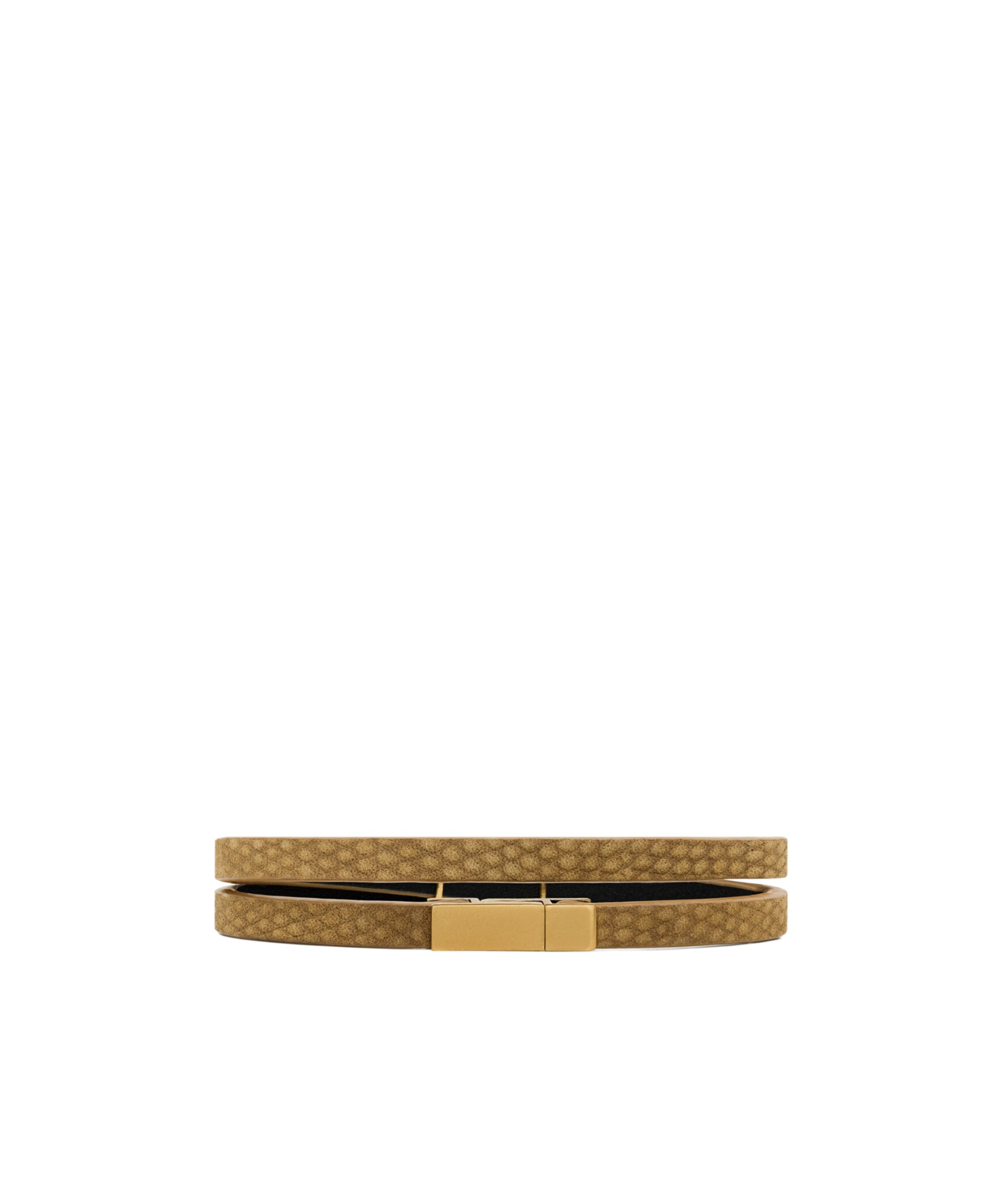 Saint Laurent Cassandre Lizard-effect Leather Wrap Bracelet In Yellow