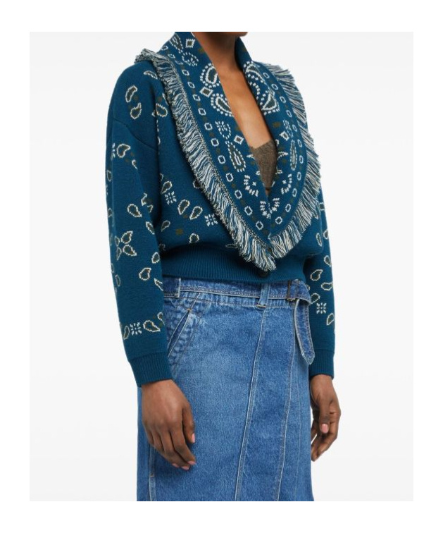 Alanui Bandana Wool And Cashmere Cardi-bomber In Blue