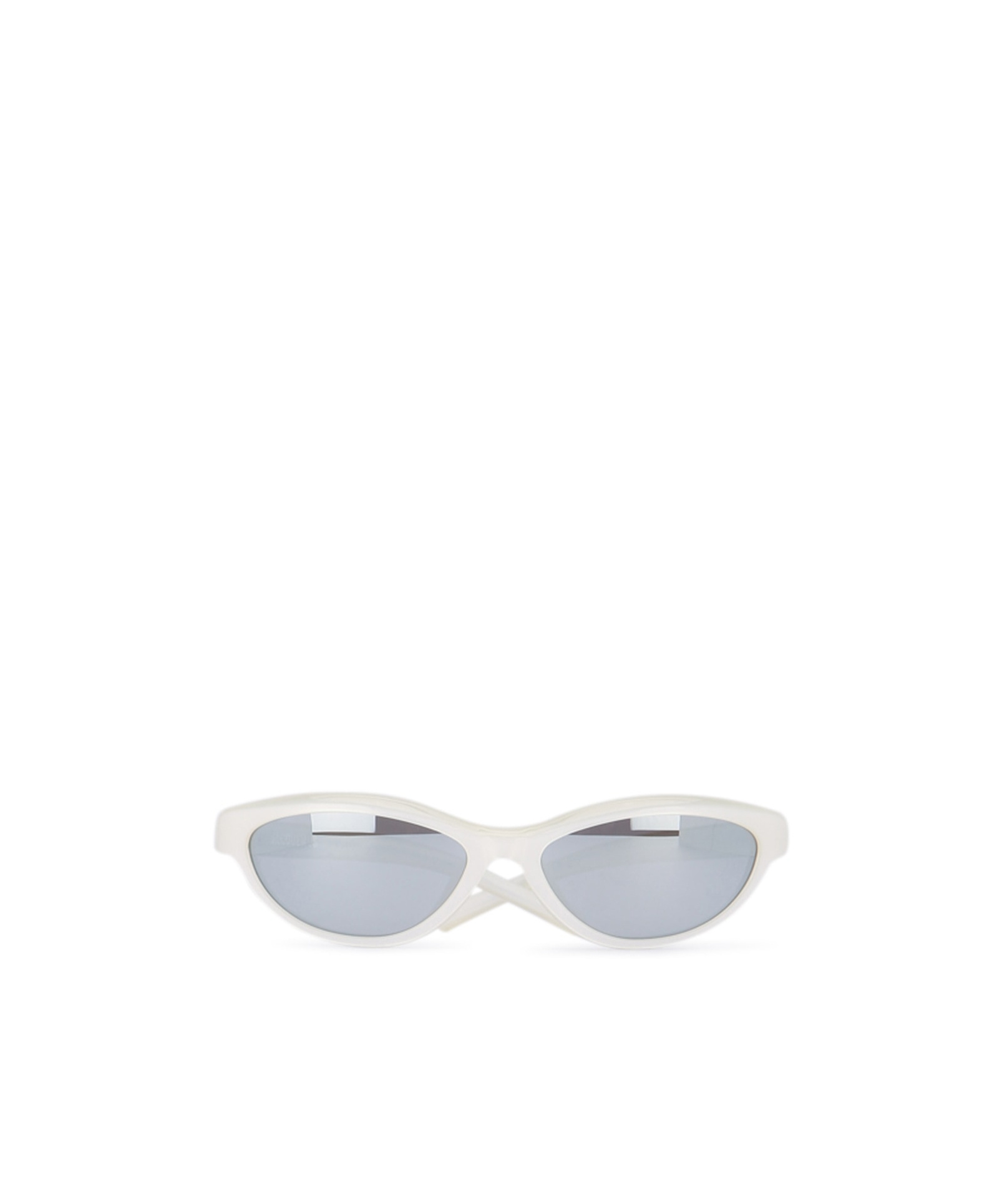 Jacquemus Curvo Cat Eye Sunglasses With Silver Lenses In White