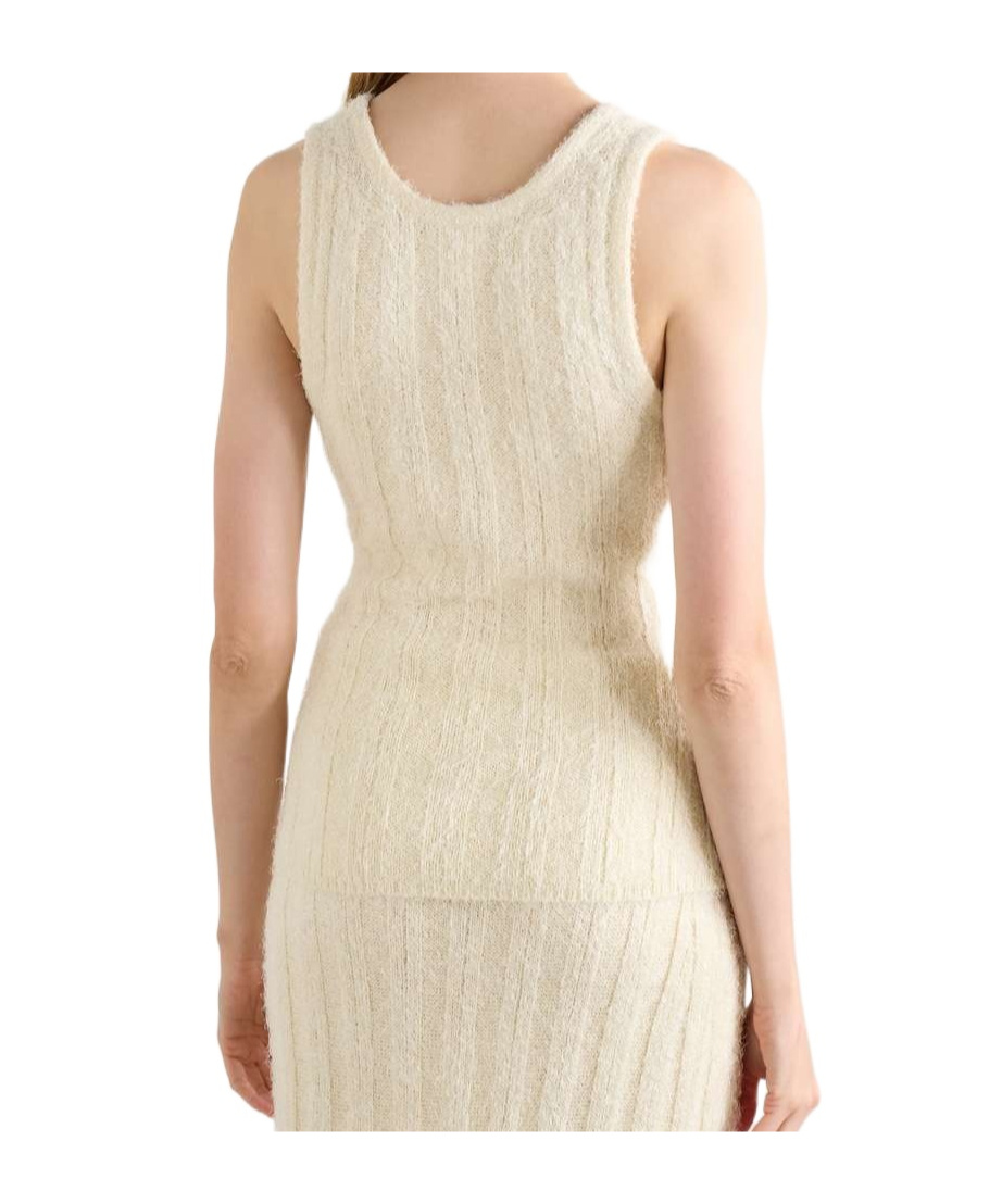Khaite Lena Ribbed Brushed Silk And Cashmere-blend Tank In White