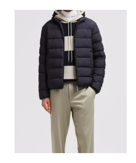 Shop Moncler Mock Neck Down Jacket In Blue