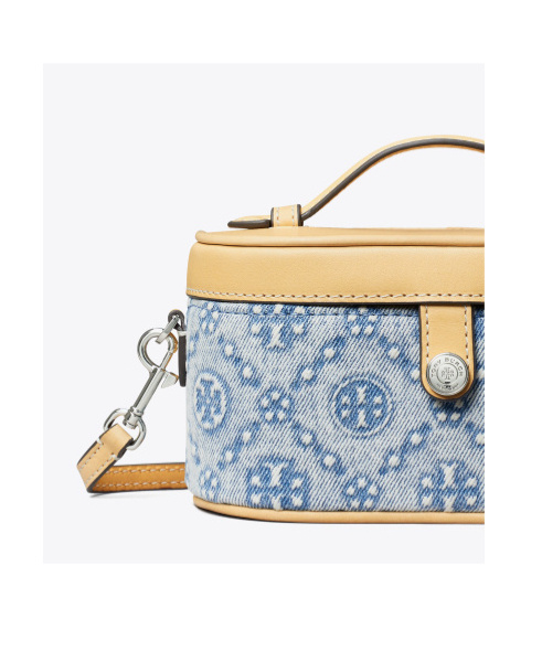 TORY BURCH T MONOGRAM DENIM COSMETIC BAG