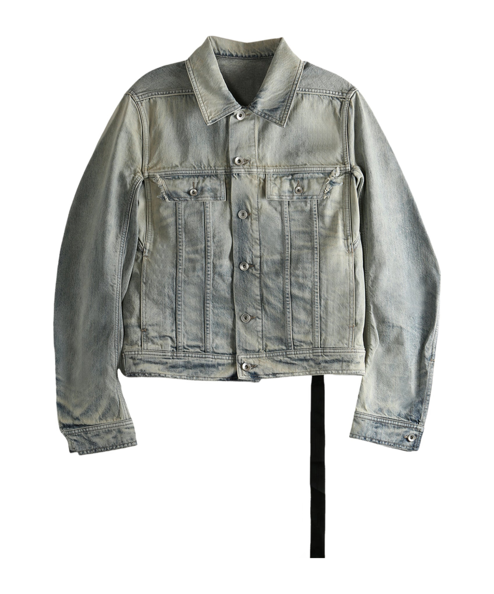 Rick Owens Drkshdw Long Sleeve Denim Jacket In Gray