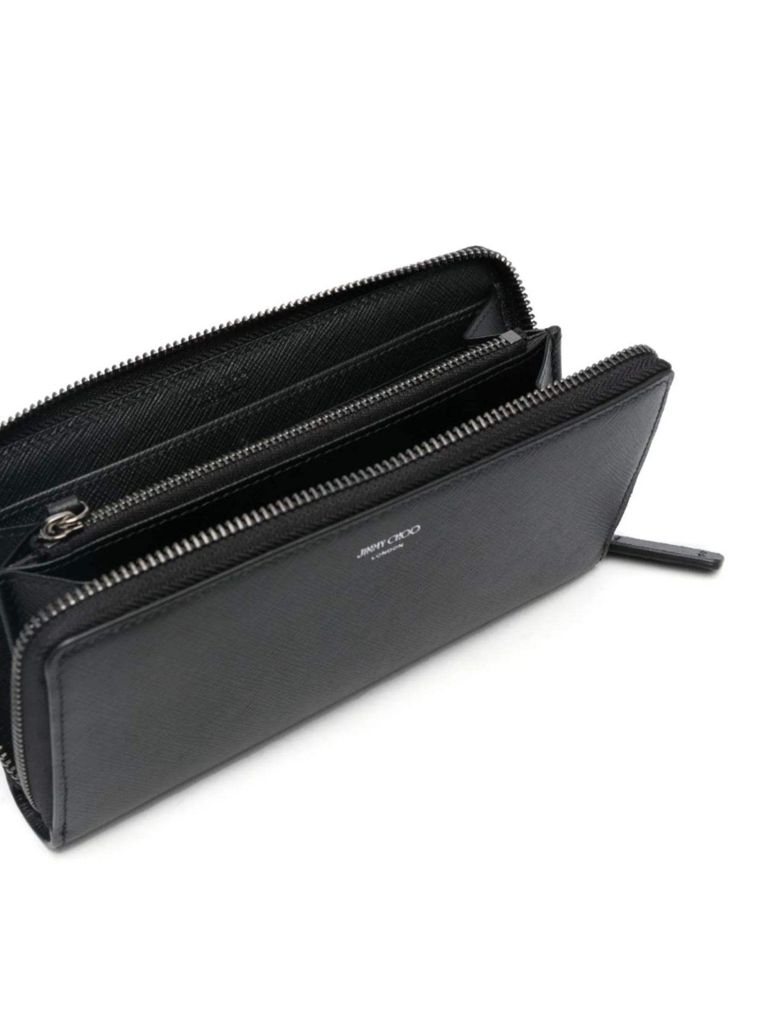 Jimmy Choo Phelix Logo-debossed Leather Wallet In Black