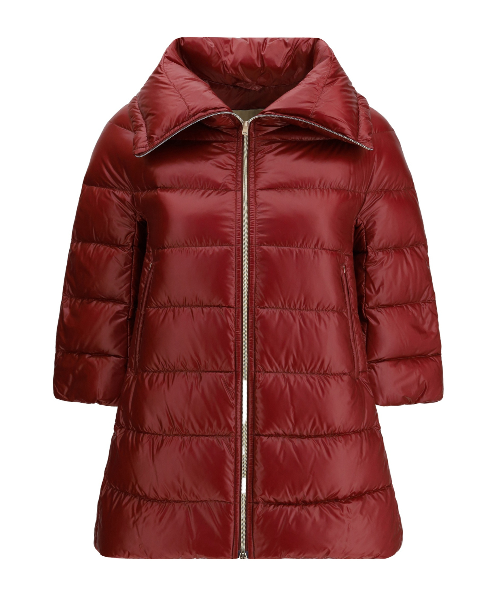 Herno Cleofe High Neck Crop-sleeved Coat In Burgundy
