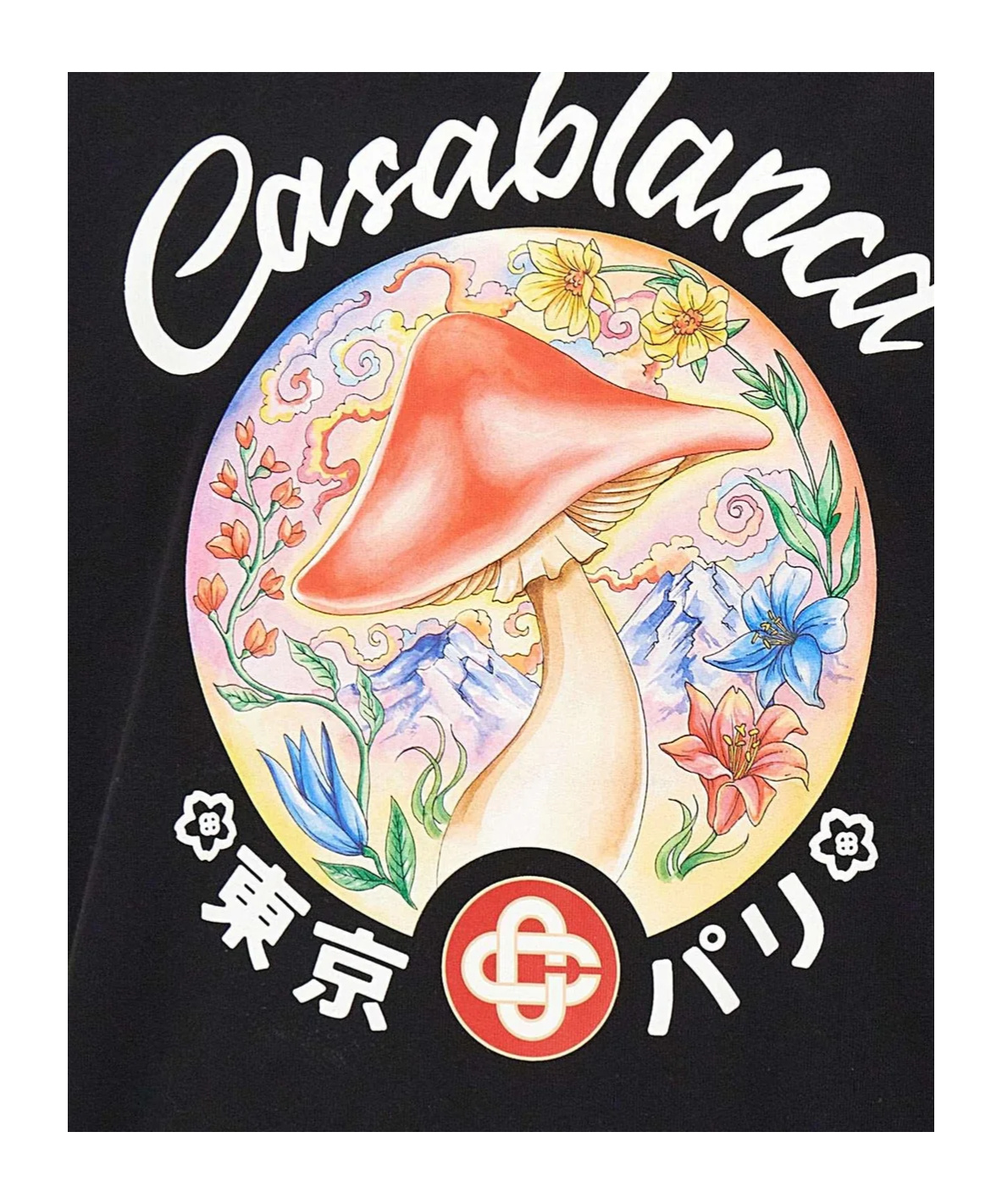 Casablanca Black Crewneck T-shirt With Logo On The Front In Animal Print