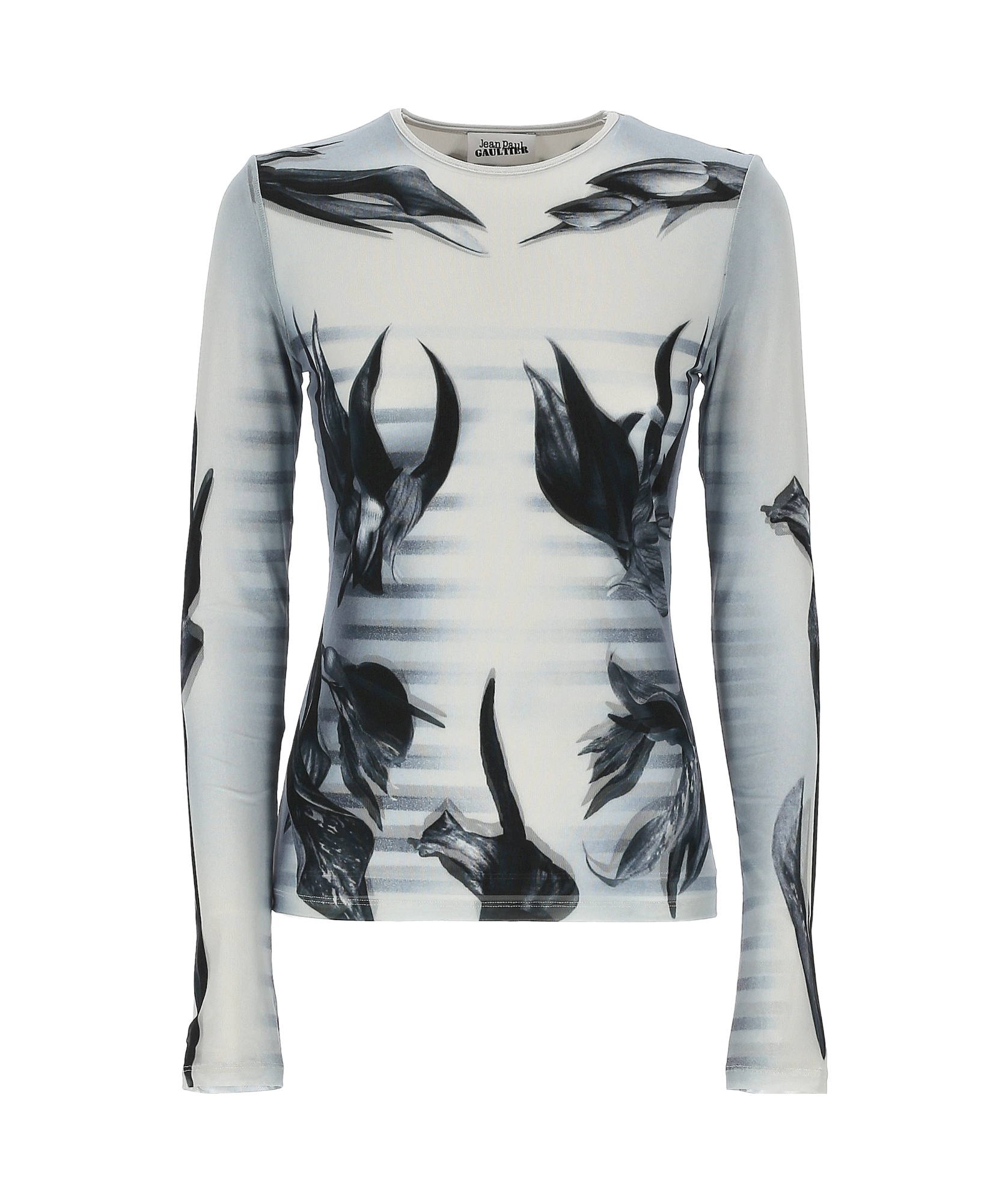 Shop Jean Paul Gaultier The Flower Body Morphing Marinière T-shirt In White