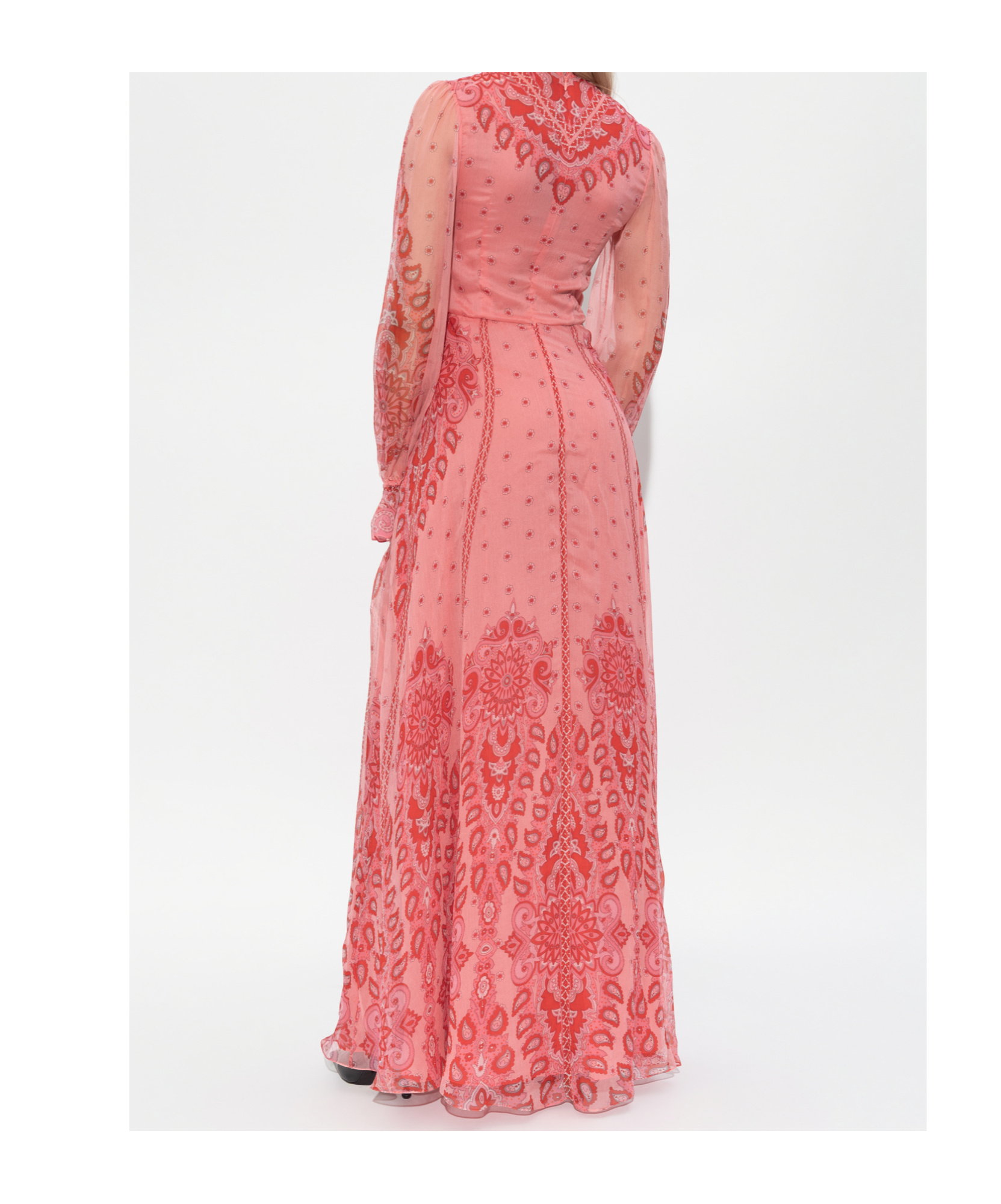 Etro Printed Twisted Silk Maxi Dress In Pink