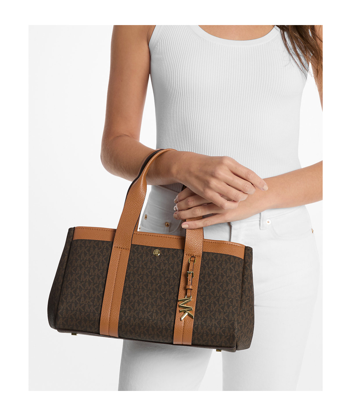 MICHAEL MICHAEL KORS ROMEE SMALL SIGNATURE LOGO SATCHEL