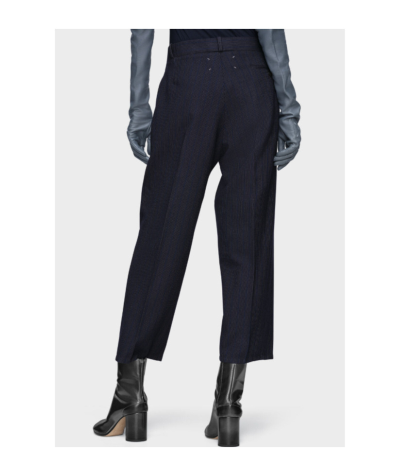 Maison Margiela Pleated Pinstripe Pants In Black