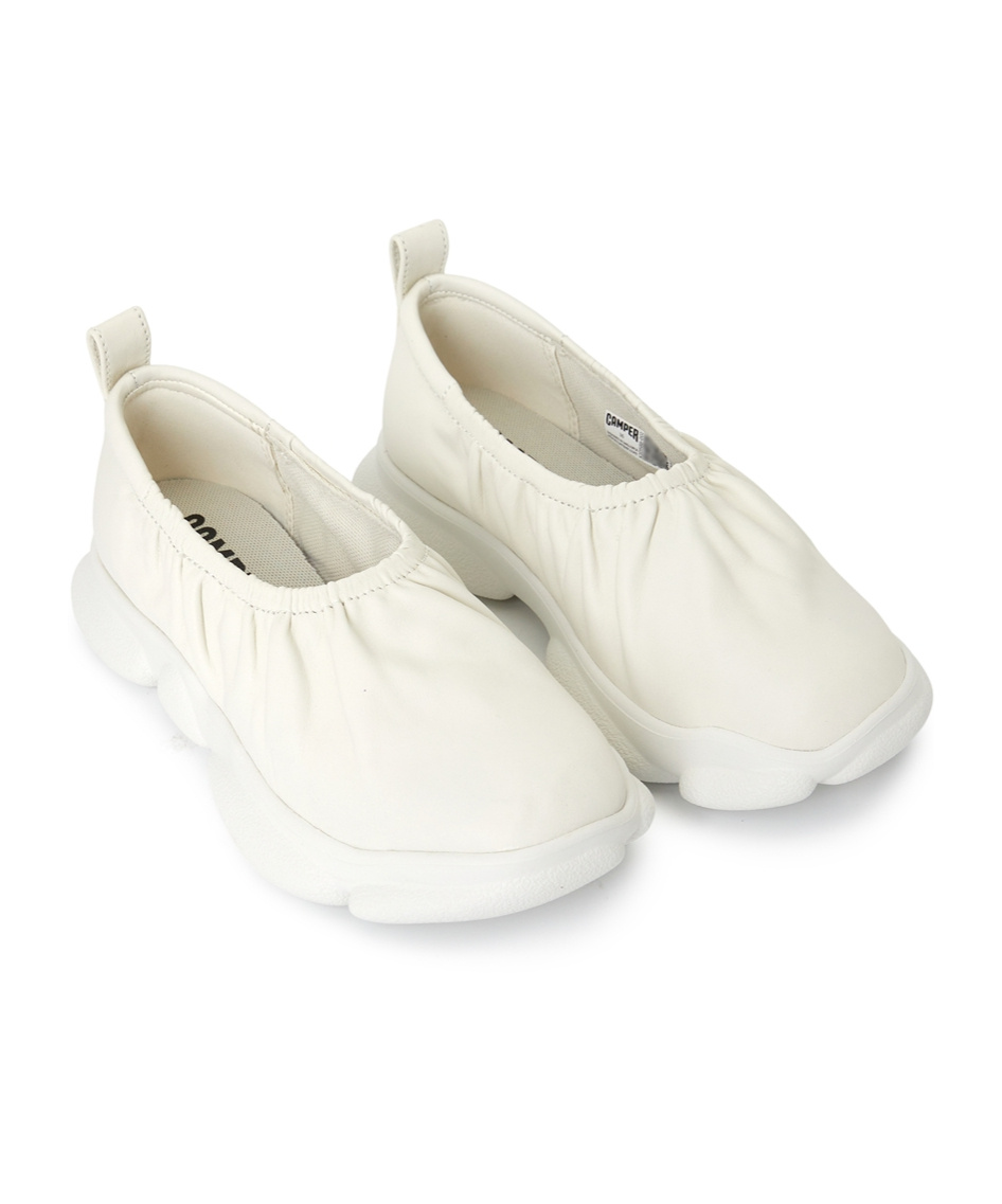 Camper Karst Leather Ballerina Shoes In White