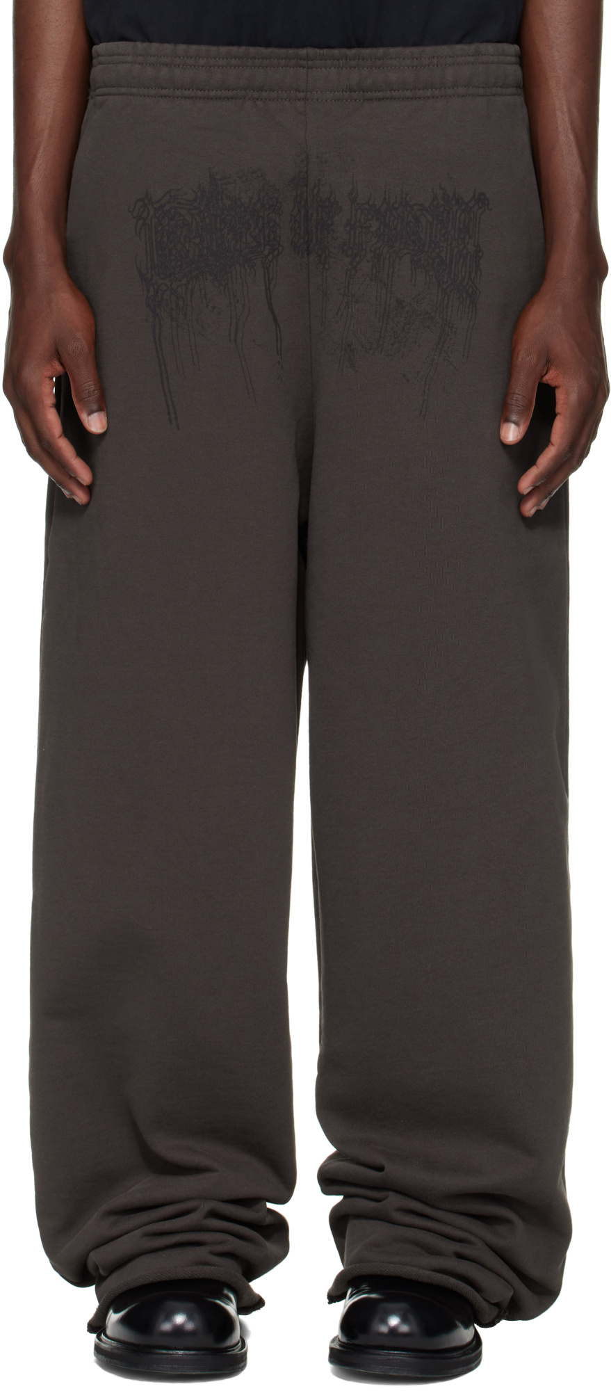 Vetements Brown Cradle Of Filth Dripping Logo Baggy Sweatpants In Brown