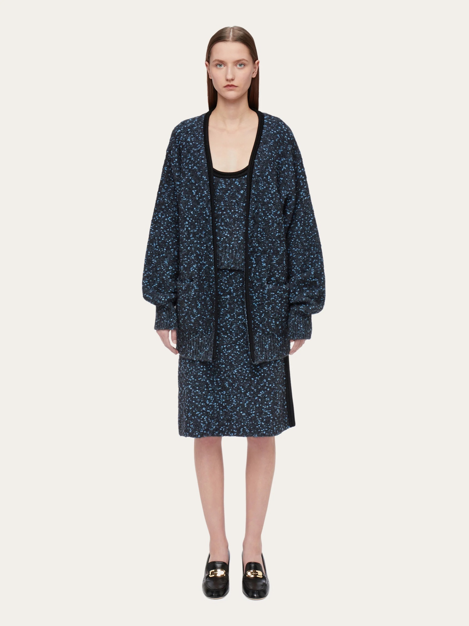 Ferragamo Loop Wool Cardigan In Black