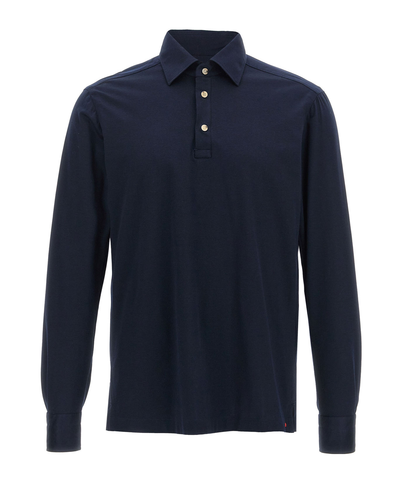 Shop Kiton Logo Embroidered Long-sleeved Polo Shirt In Black