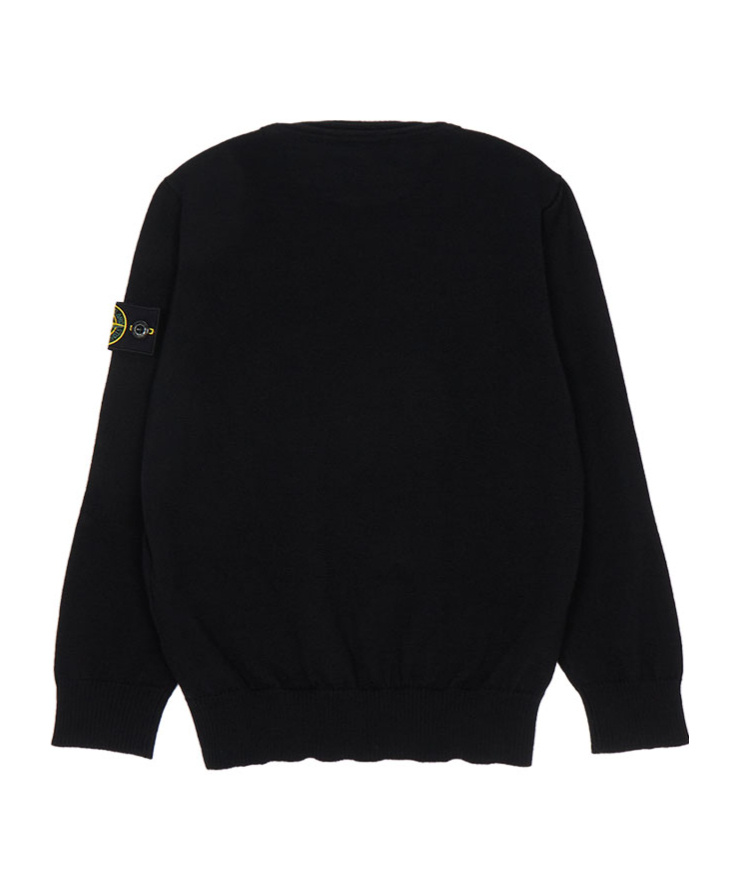 Stone Island Knit Crewneck Jumper In Pure Lightweight Wool In Black