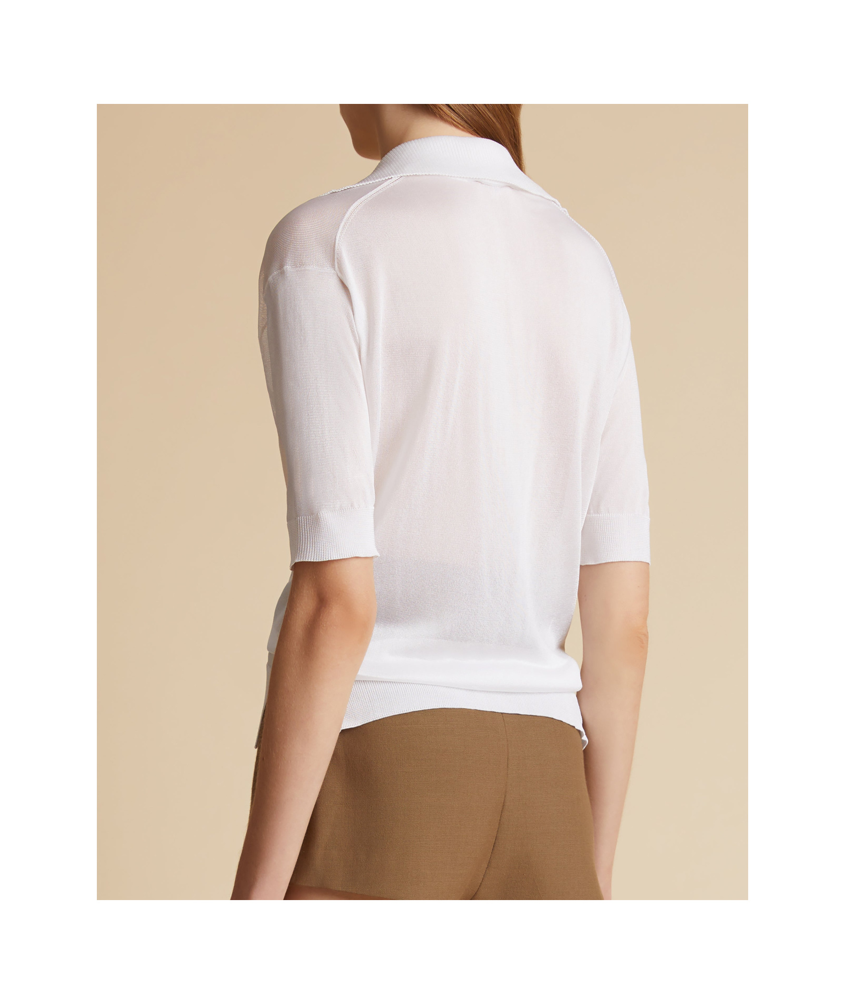 Khaite The Julita V-neck Polo Top In White