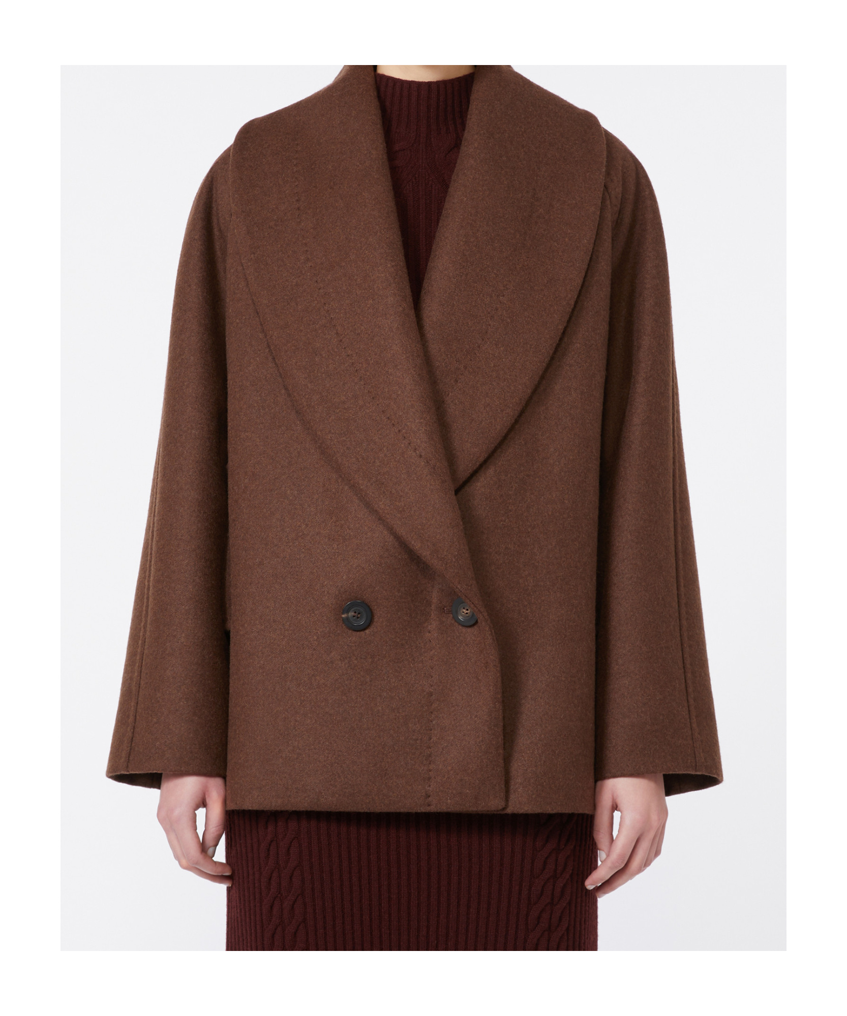 Max Mara Chaquetón De Lana Y Camello In Brown