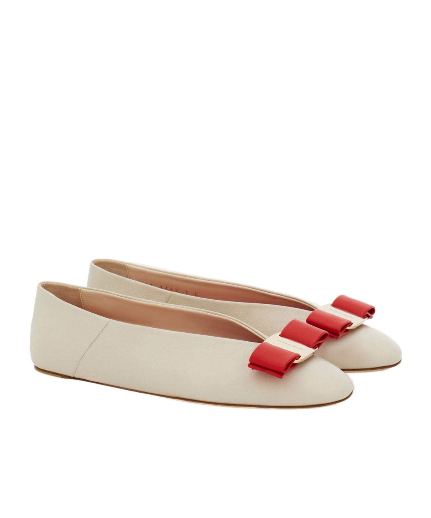 Ferragamo Vanna Vara Bow Ballet Flats In Calf Leather In White