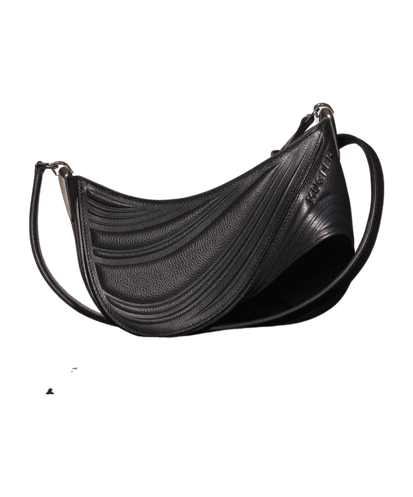 Mugler Spiral Curve 01 Shoulder Bag In Black