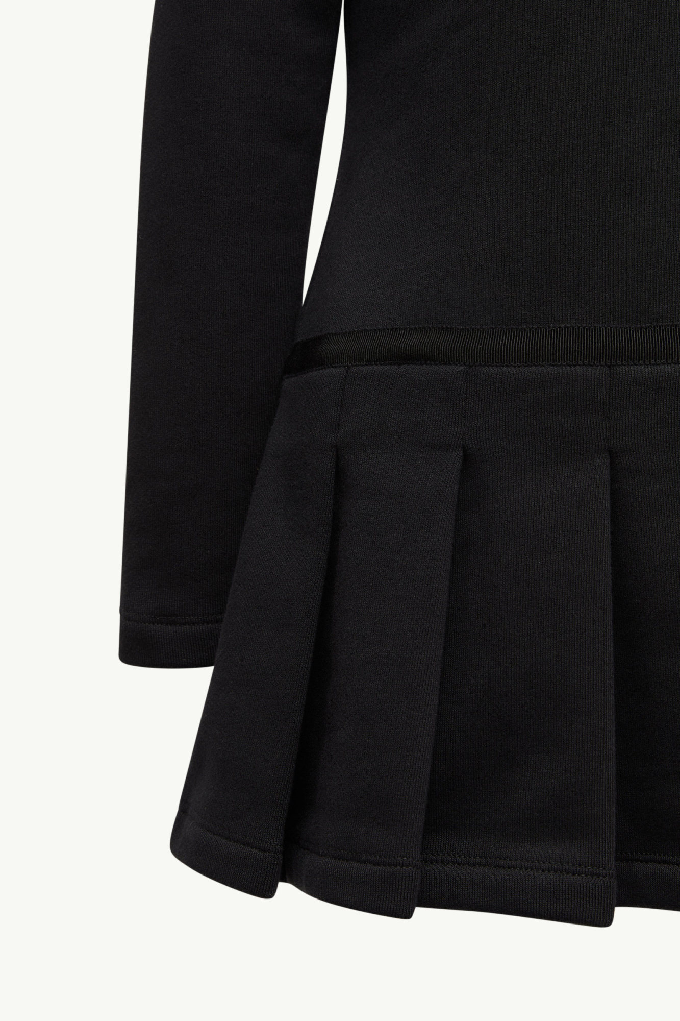 Moncler Abito In Cotone Plissettato Con Logo Teddy In Black