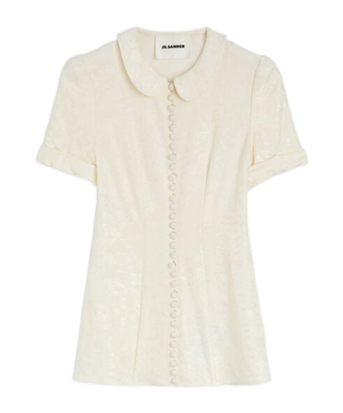 Jil Sander Claudine Collared Short-sleeve Shirt In Off-white