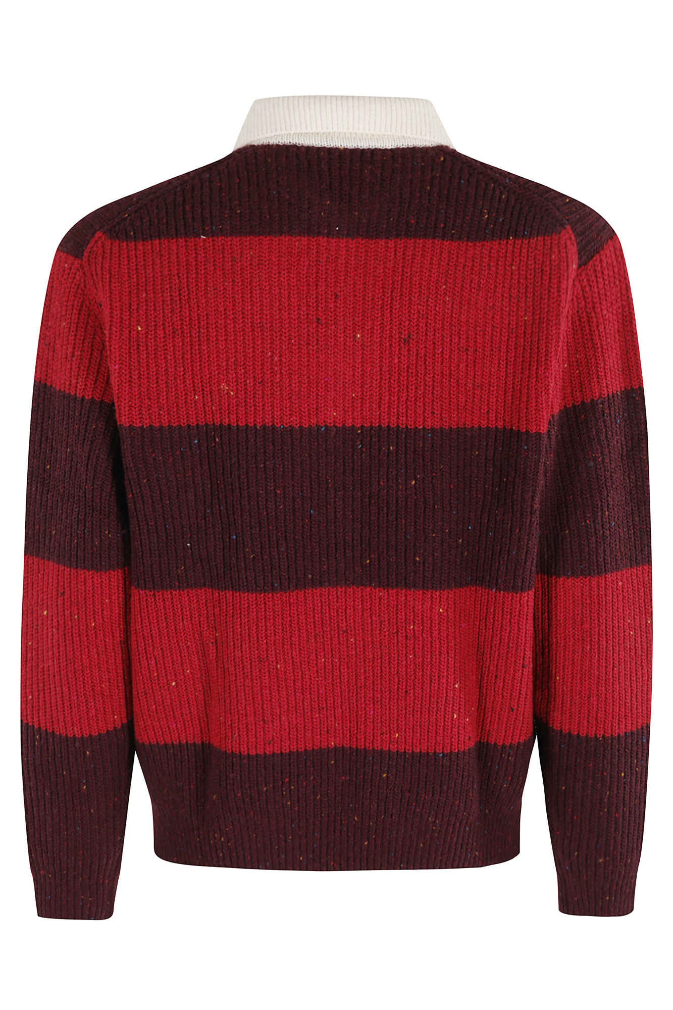 Dunst Striped Crewneck Sweater Contrast Collar In Red