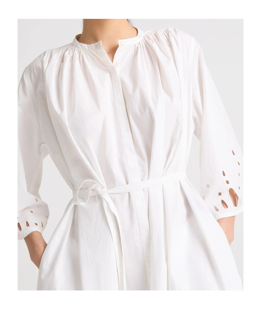 Yves Salomon Poplin Midi Dress In White