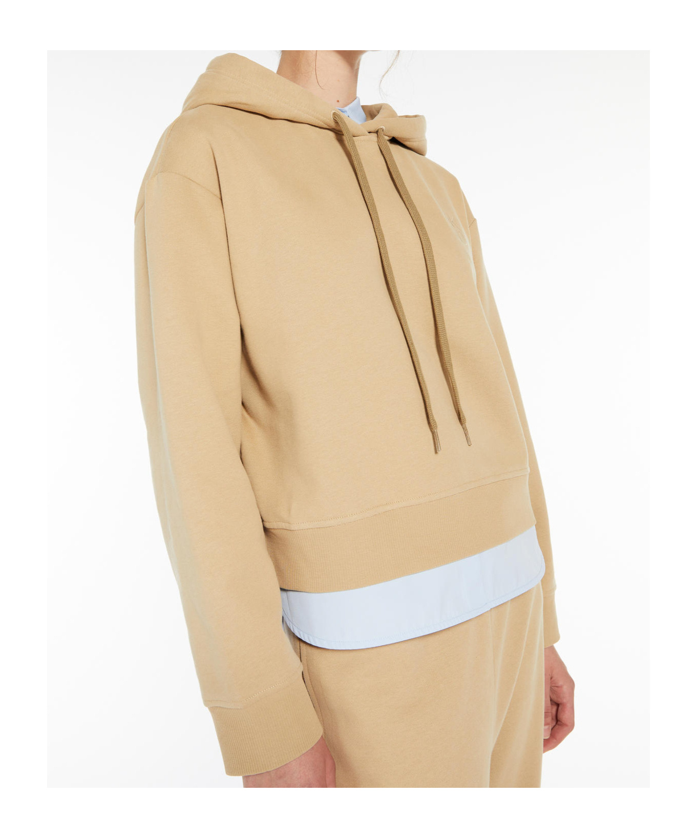 Weekend Max Mara Long-sleeved Hooded Hoodie In Nude